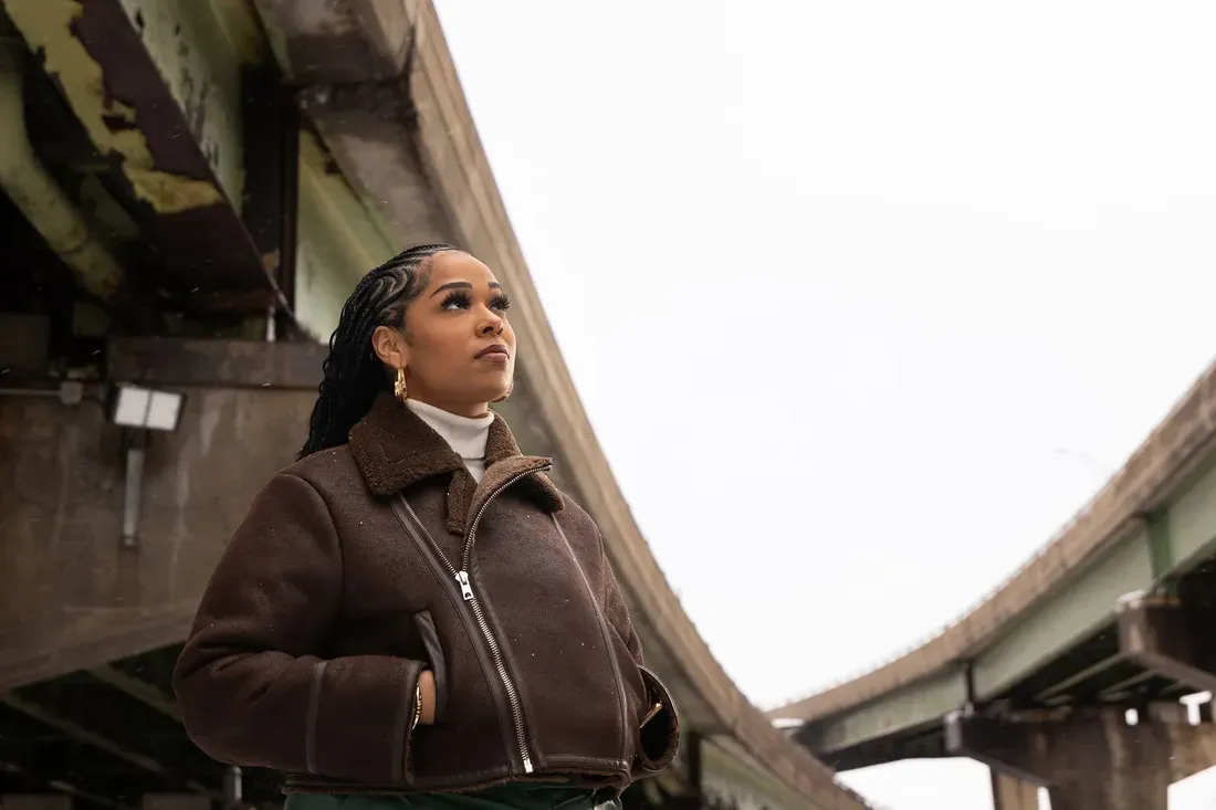 Darla Hobbs under a bridge.